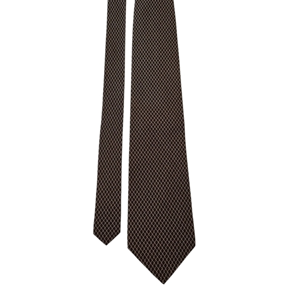 NWT Vintage Carlo Diroma Silk Tie Brown & Cream Geo Diamond Print - Picture 4 of 5